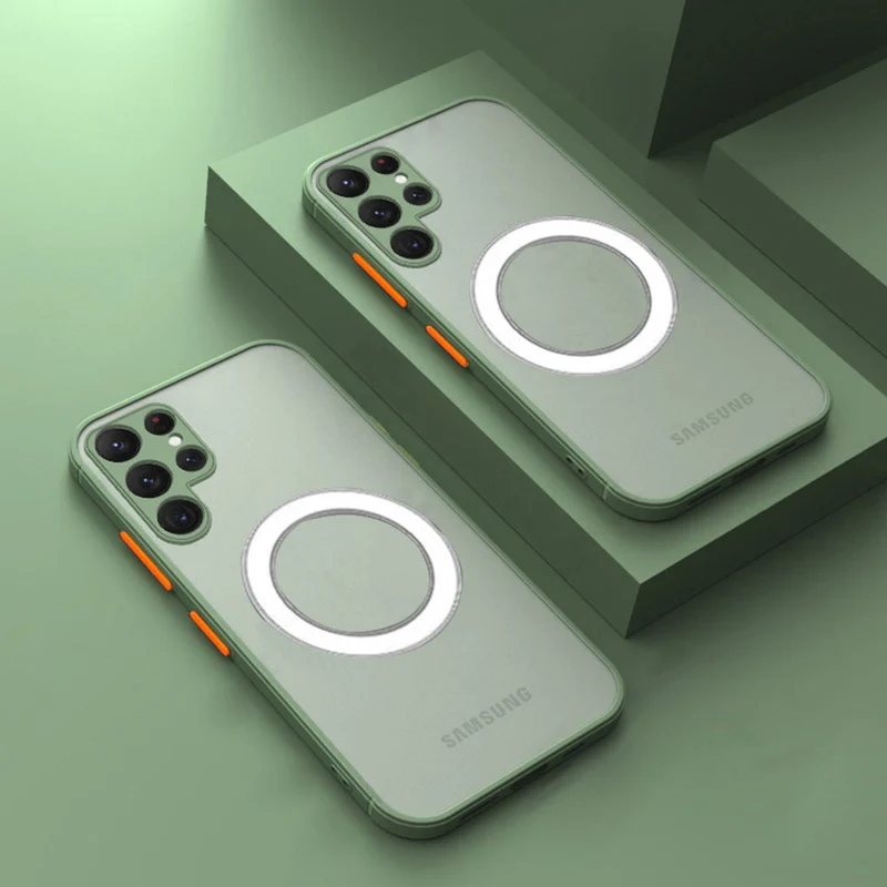 Magnetische Telefoonhoes Siliconen Samsung Galaxy Mat Afwerking Draadloos Laden Volledige Bescherming | Sansoti