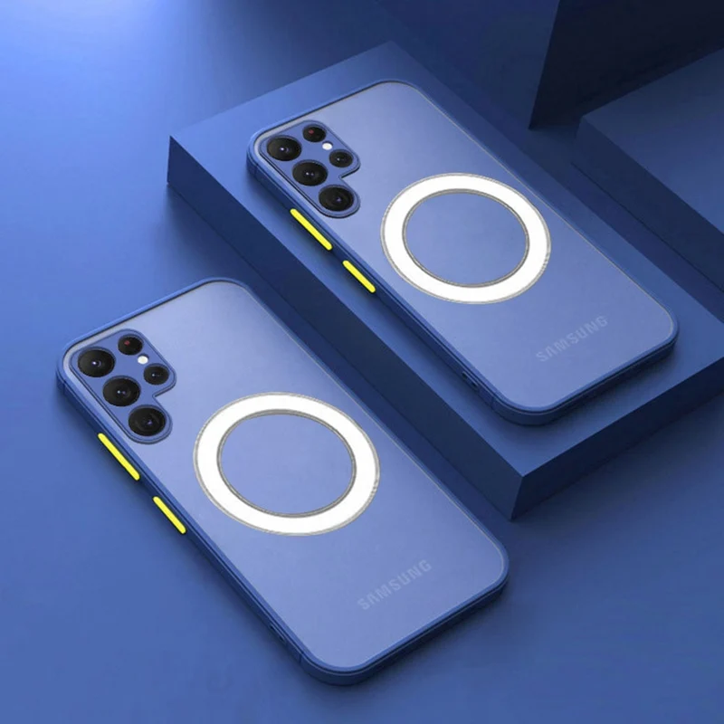 Magnetische Telefoonhoes Siliconen Samsung Galaxy Mat Afwerking Draadloos Laden Volledige Bescherming | Sansoti