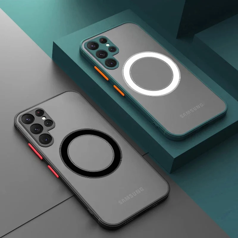 Magnetische Telefoonhoes Siliconen Samsung Galaxy Mat Afwerking Draadloos Laden Volledige Bescherming | Sansoti