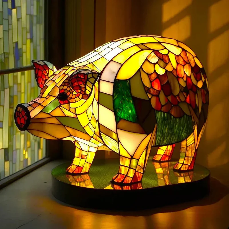 Tafellampen Gekleurd Glas met Dierenmotieven Warm Sfeerlicht voor Woonkamer Slaapkamer Nachtkastje Decoratieve Verlichting | Sansoti
