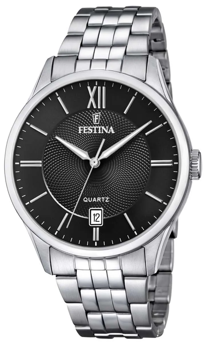 Festina Classics F20425/3 Herrenuhr • Schwarzes Zifferblatt • Hochwertiger Edelstahl
