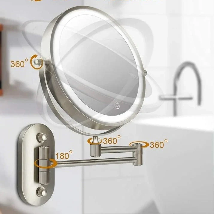Verlichte Make-upspiegel met USB-Oplaadbare LED-Ring en 5x Vergroting voor Badkamer | Sansoti