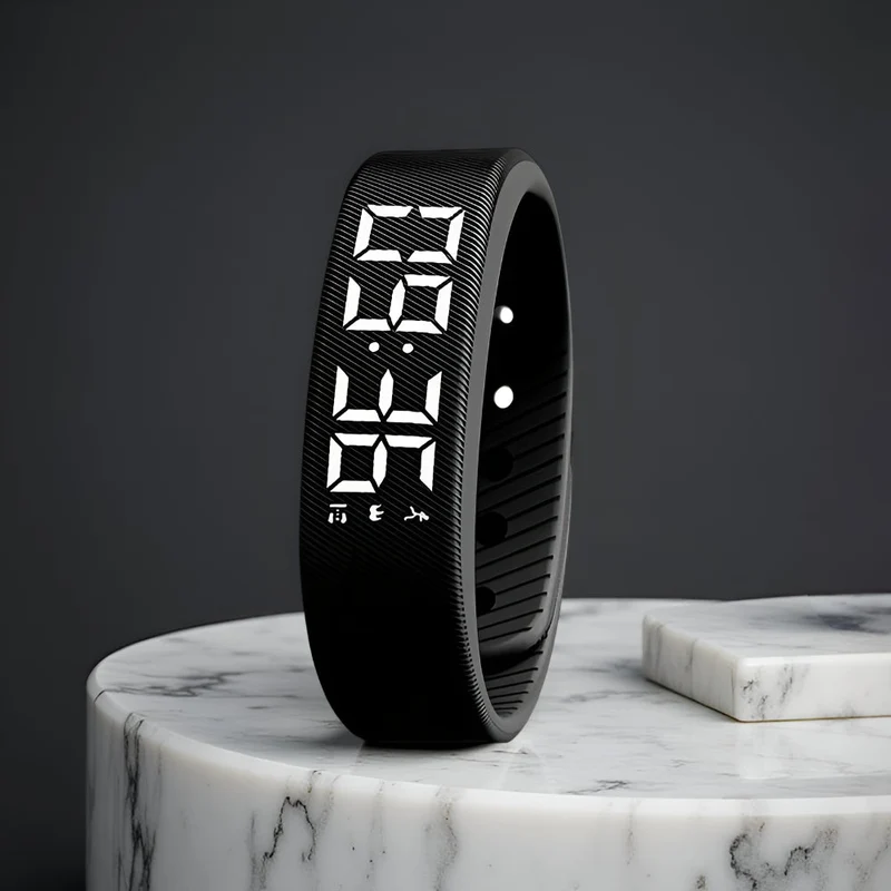 Digitaal LED Sporthorloge met Siliconen Band Waterdicht Licht Dames Heren Unisex Training Fitness Dagelijks Gebruik USB Oplaadbaar | Sansoti