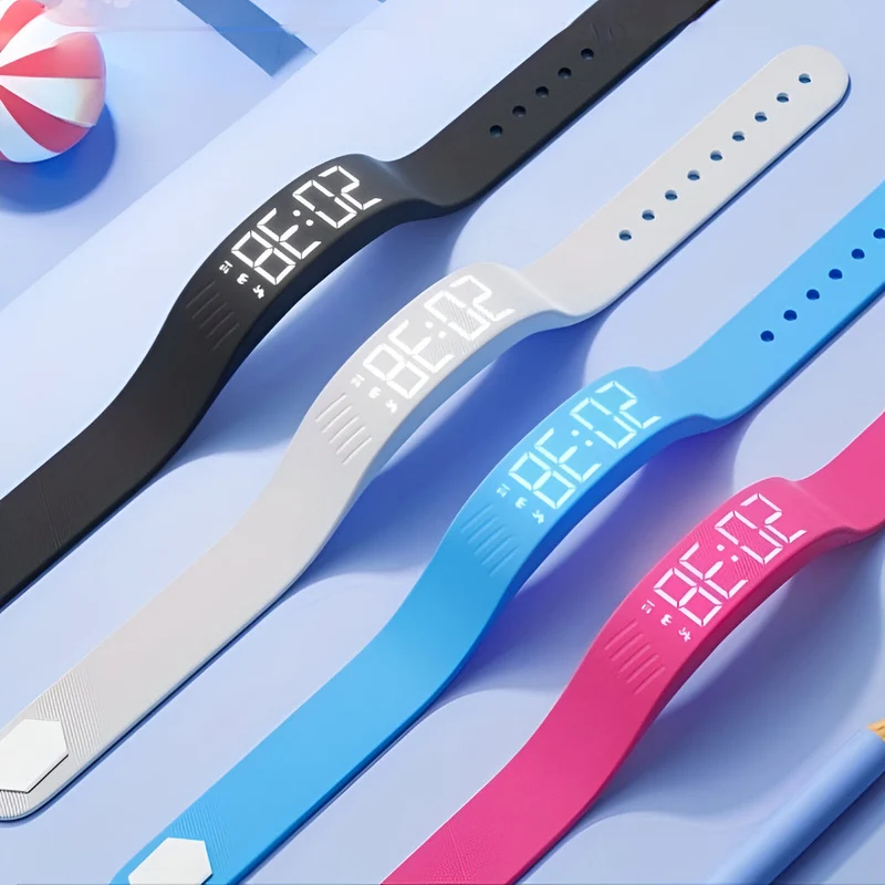 Digitaal LED Sporthorloge met Siliconen Band Waterdicht Licht Dames Heren Unisex Training Fitness Dagelijks Gebruik USB Oplaadbaar | Sansoti