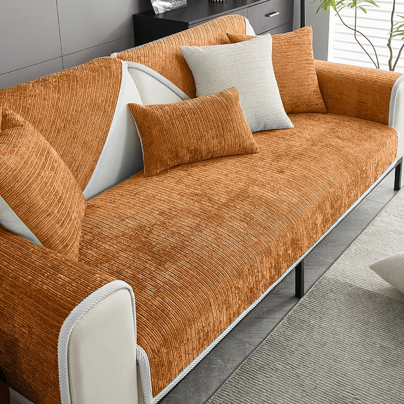 Chenille Bankhoes Wasbaar Huisdiervriendelijk 1-Zits 2-Zits 3-Zits Antislip Beschermer Grijs Beige Blauw Groen Oranje | Sansoti