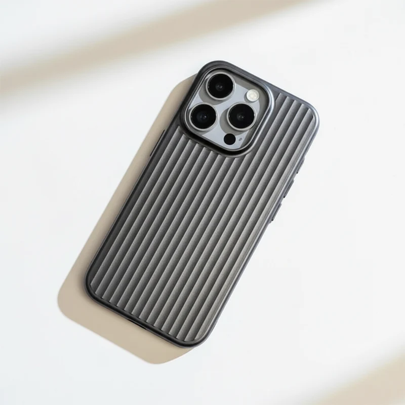 Smartphone Hoesje met Geribbelde Textuur en Metallic Afwerking Stofdicht | Sansoti