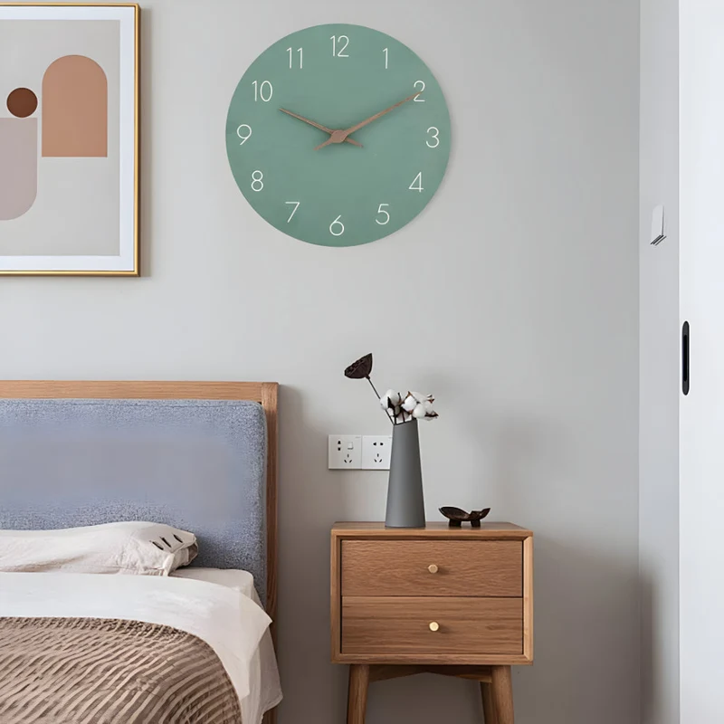 Houten Wandklok Ø29cm Modern Minimalistisch Stil Geruisloos Kwartsmechanisme Woonkamer Slaapkamer Kantoor | Sansoti