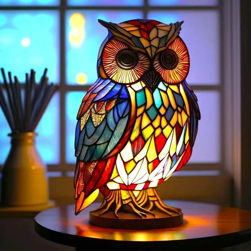 Decoratieve Tafelverlichting met Gekleurd Glasmozaïek – Wolf, Schildpad, Leeuw, Olifant – Sfeervolle Tafellamp 15cm | Sansoti