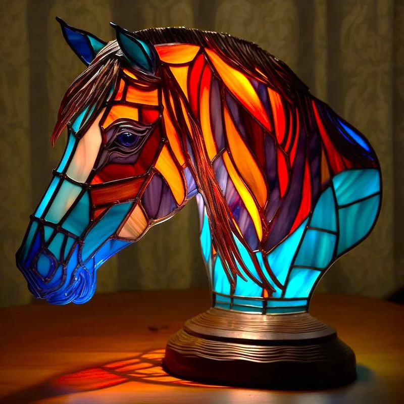 Decoratieve Tafelverlichting met Gekleurd Glasmozaïek – Wolf, Schildpad, Leeuw, Olifant – Sfeervolle Tafellamp 15cm | Sansoti