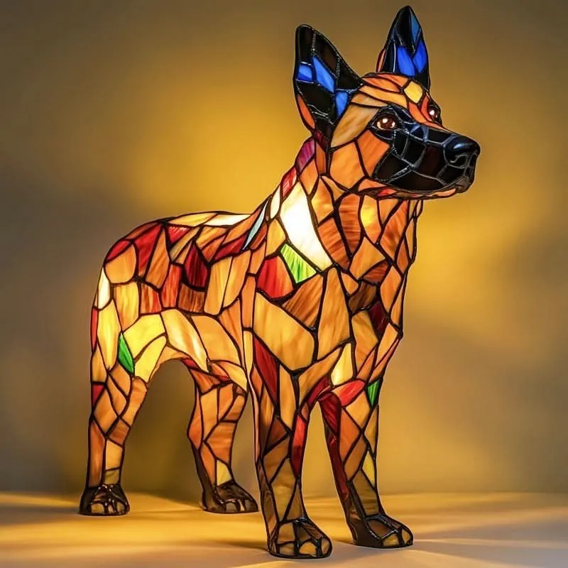 Sfeervolle LED Nachtlamp Hond – Dierenlamp met Warm Licht – USB Bediening – 15 cm Decoratief Hondenrassenlamp voor Kinderkamer Nachtkastje | Sansoti