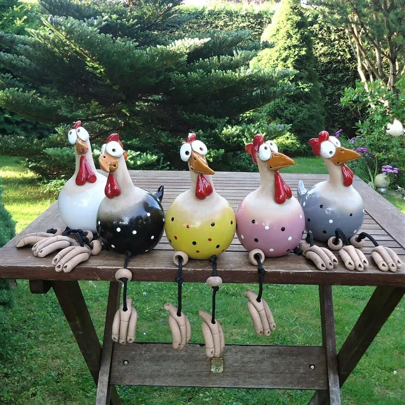 Decoratieve Kipdecoratie Weerbestendig Tuinbeeldje voor Hek of Terras | Sansoti