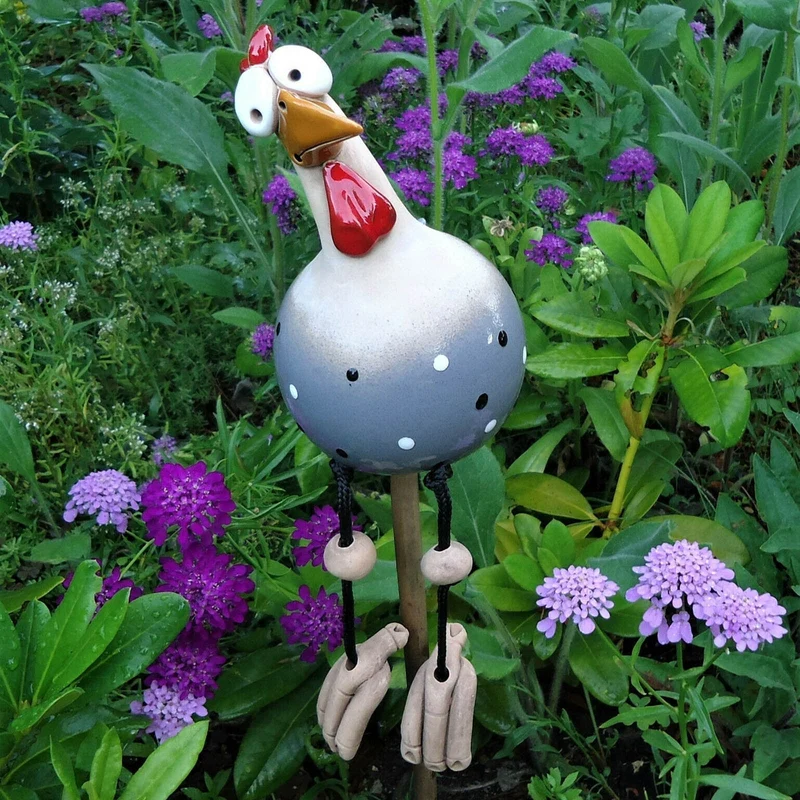 Decoratieve Kipdecoratie Weerbestendig Tuinbeeldje voor Hek of Terras | Sansoti