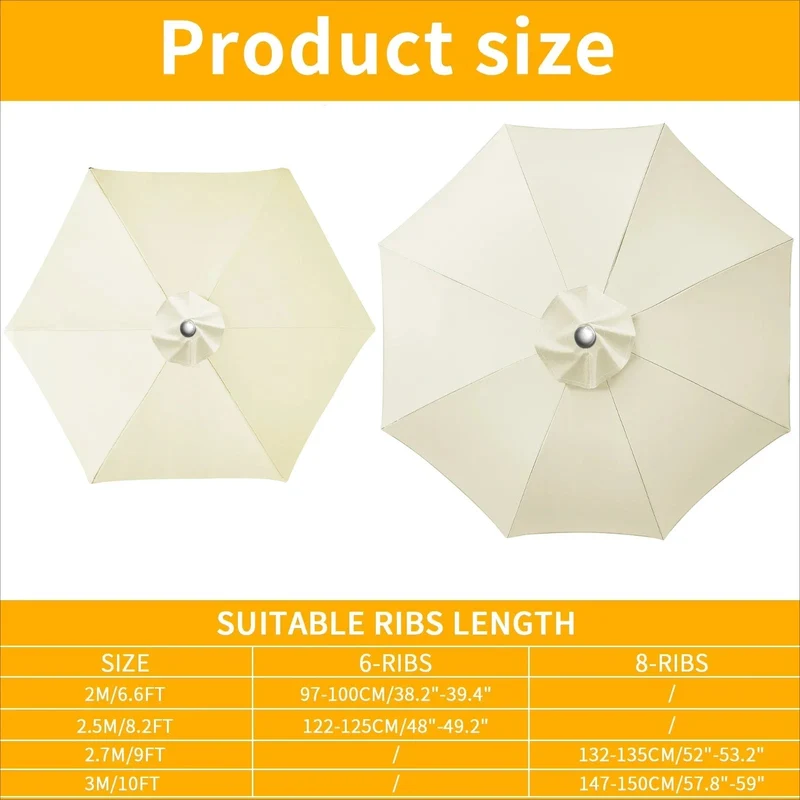 Vervangingshoes voor parasol 6/8 spaken waterafstotend met ventilatie 2-3 meter | Sansoti