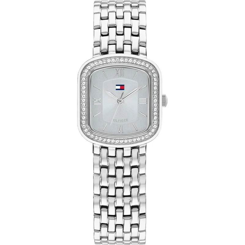 Tommy Hilfiger Aby Crystal 1782921 Damen Armbanduhr Silber • Japanisches Quarzwerk • Kristallbesetzte Lünette