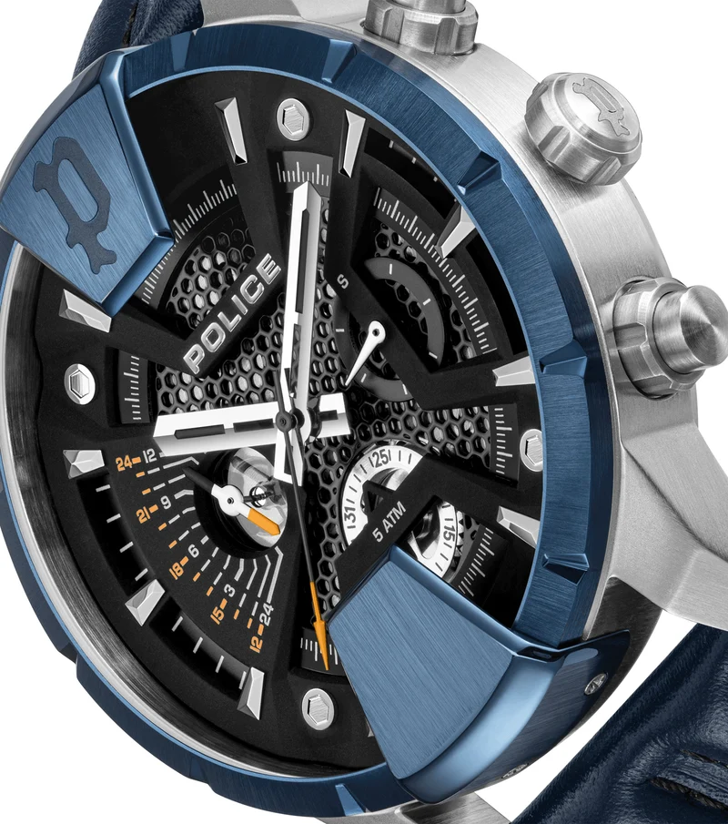 Police Huntley PEWJF2203709 Herrenuhr Blau • Multifunktion • 5 ATM Wasserdicht