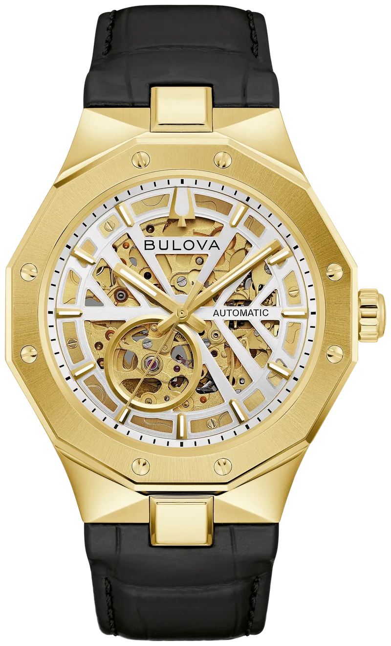Bulova Prestige 97A206 Herrenuhr Automatik Silber • Saphirglas • Skelettzifferblatt