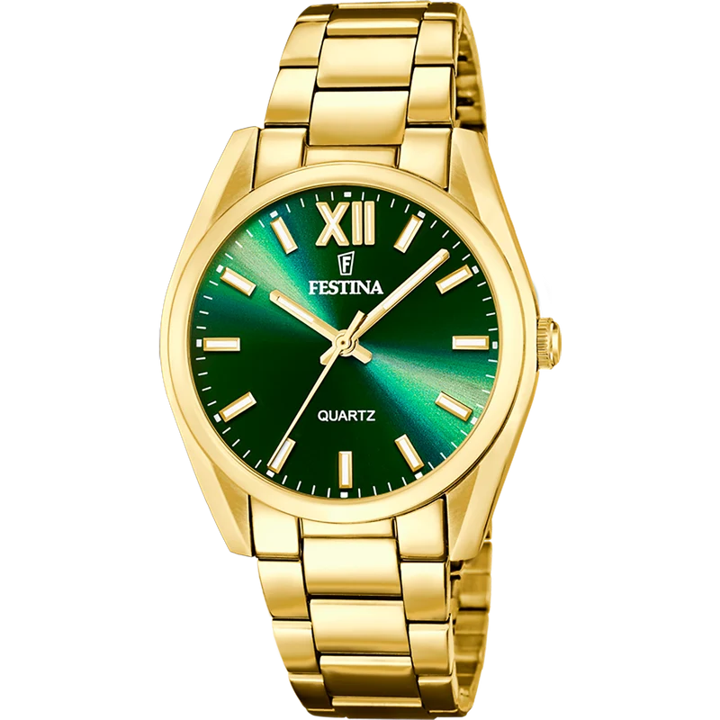 Festina Boyfriend F20640/9 Damen Armbanduhr Grün • Edelstahlarmband • 5 ATM Wasserschutz