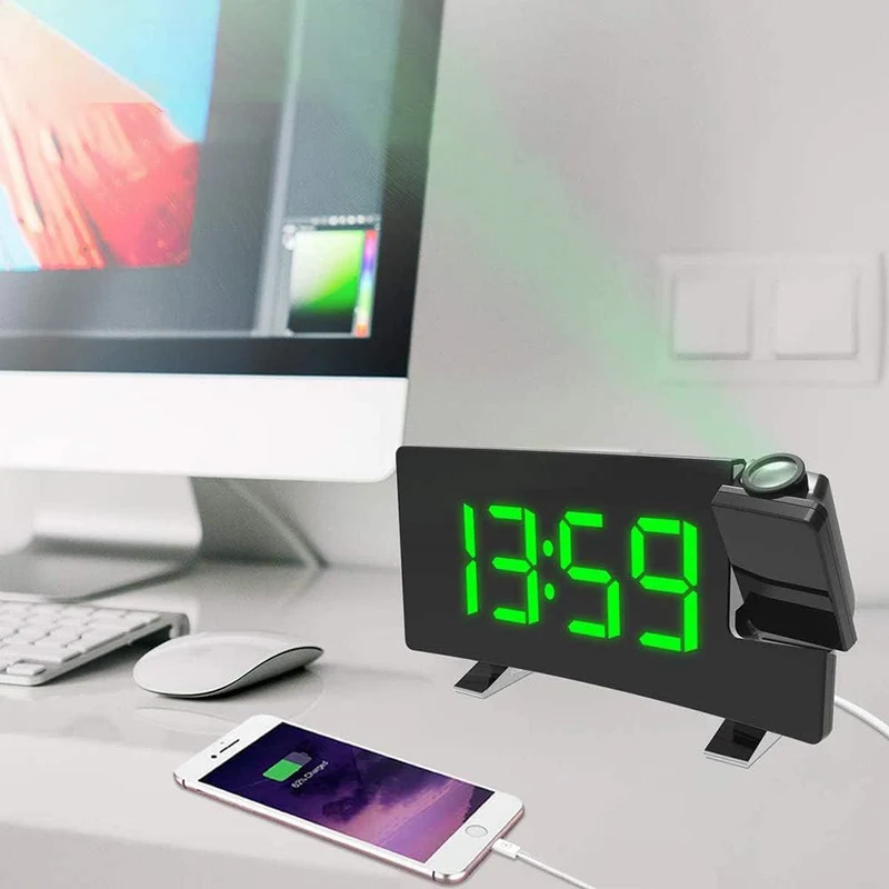 Projektionswecker mit USB-Ladeanschluss für Handy