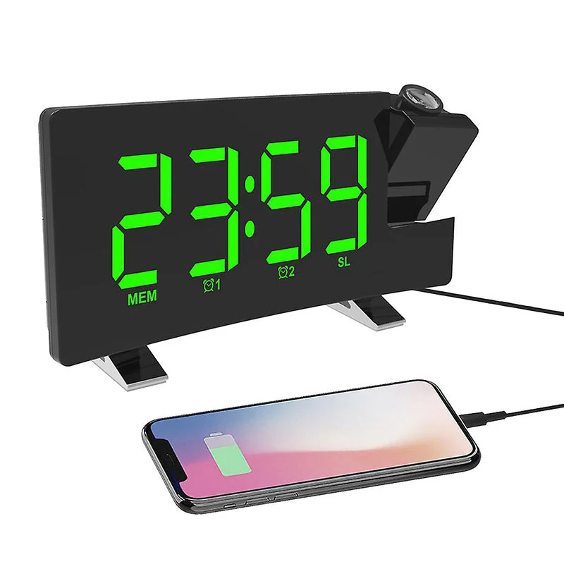 Projektionswecker mit USB-Ladeanschluss für Handy