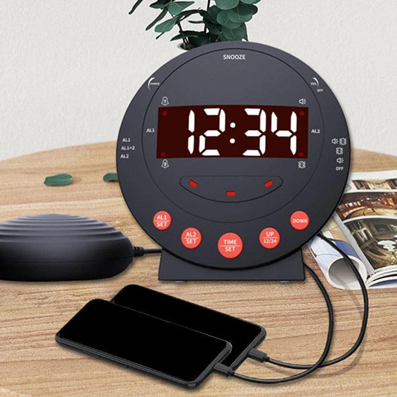Schwarzer Vibrationswecker mit Vibrationskissen
