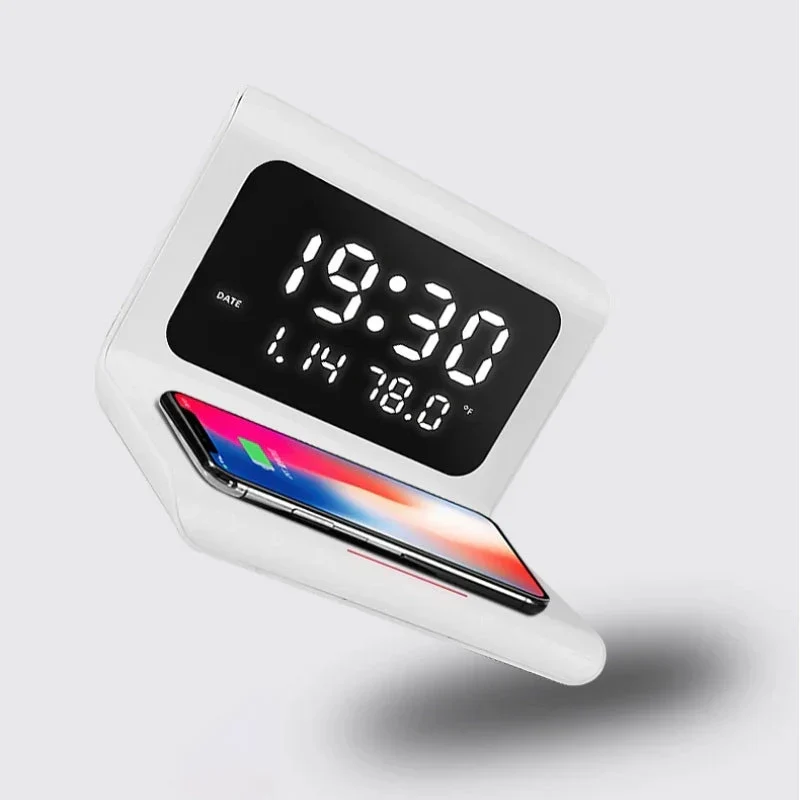 Kabelloses Qi-Ladepad mit integrierter Uhr
