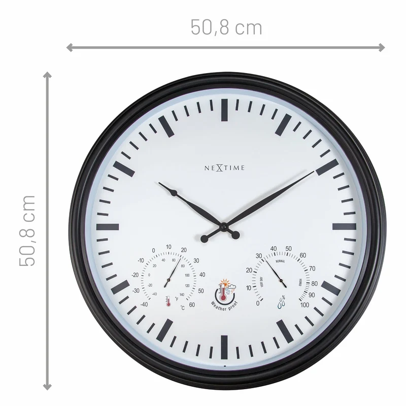 Weatherstation - Wall clock - Weatherproof - 50.5 cm and Sunflower