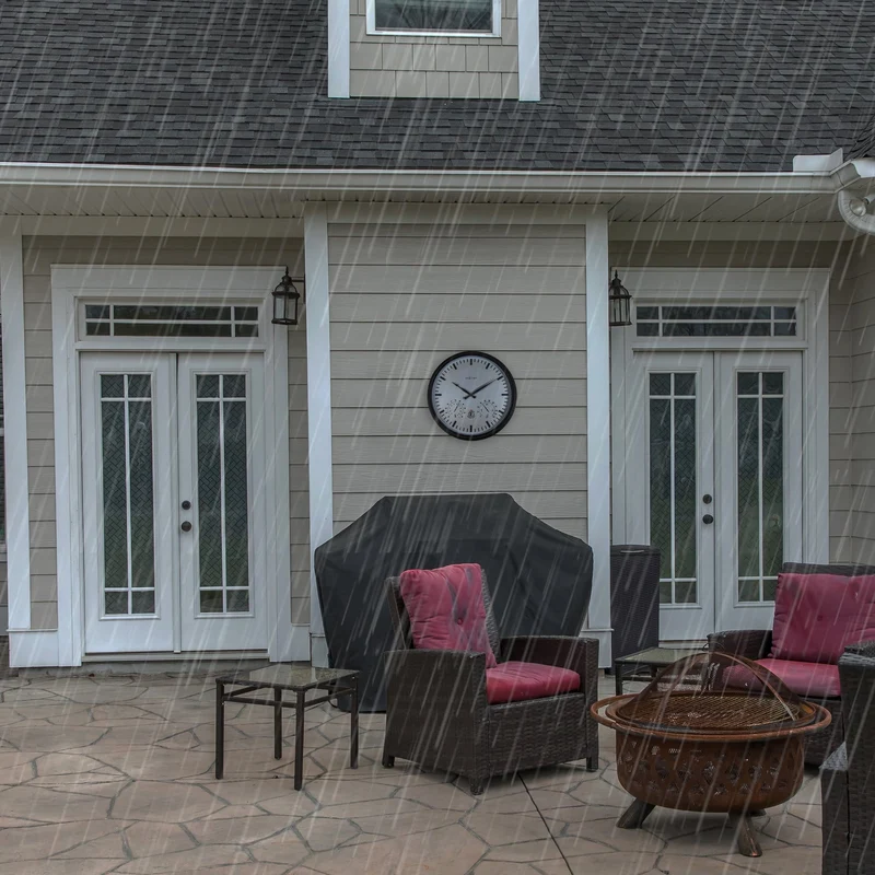 Weatherstation - Wall clock - Weatherproof - 50.5 cm and Sunflower