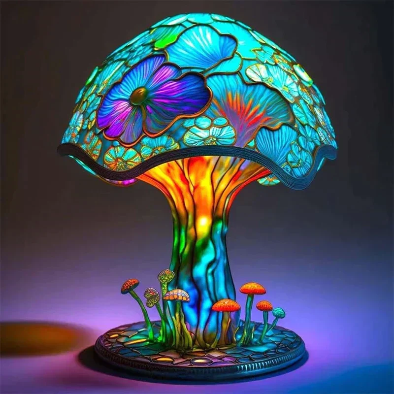 Dimbare Tafelllamp met Gebrandschilderd Glas Effect 30cm Hoog Sfeerverlichting voor Woonkamer Slaapkamer Romantische Avondlamp Decoratief Lichtkunst Werkobject | Sansoti