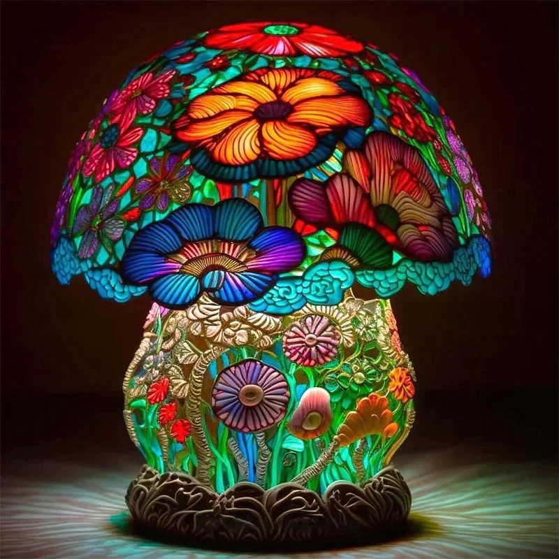 Dimbare Tafelllamp met Gebrandschilderd Glas Effect 30cm Hoog Sfeerverlichting voor Woonkamer Slaapkamer Romantische Avondlamp Decoratief Lichtkunst Werkobject | Sansoti