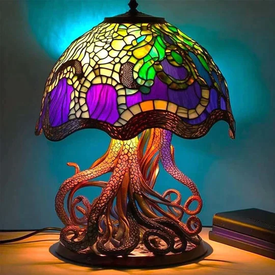 Dimbare Tafelllamp met Gebrandschilderd Glas Effect 30cm Hoog Sfeerverlichting voor Woonkamer Slaapkamer Romantische Avondlamp Decoratief Lichtkunst Werkobject | Sansoti