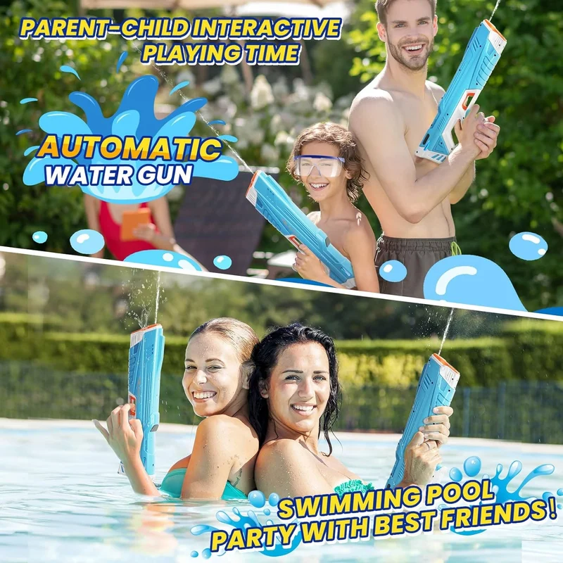Waterpistool met Groot Bereik 12 Meter – Elektrisch Waterspeelgoed voor Kinderen en Volwassenen met 250+ Schoten Capaciteit | Sansoti