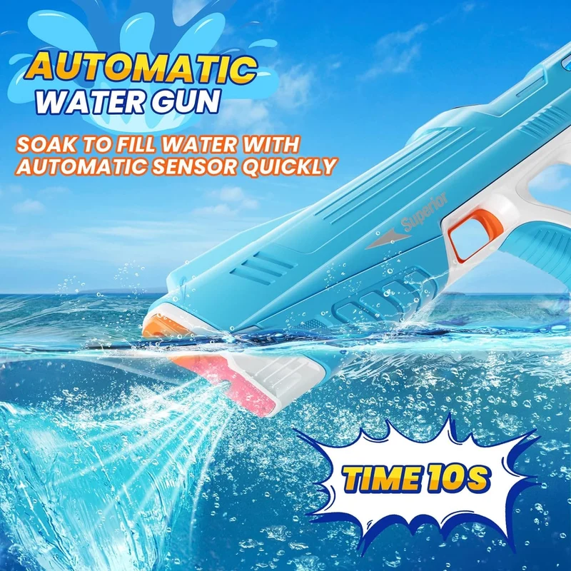 Waterpistool met Groot Bereik 12 Meter – Elektrisch Waterspeelgoed voor Kinderen en Volwassenen met 250+ Schoten Capaciteit | Sansoti