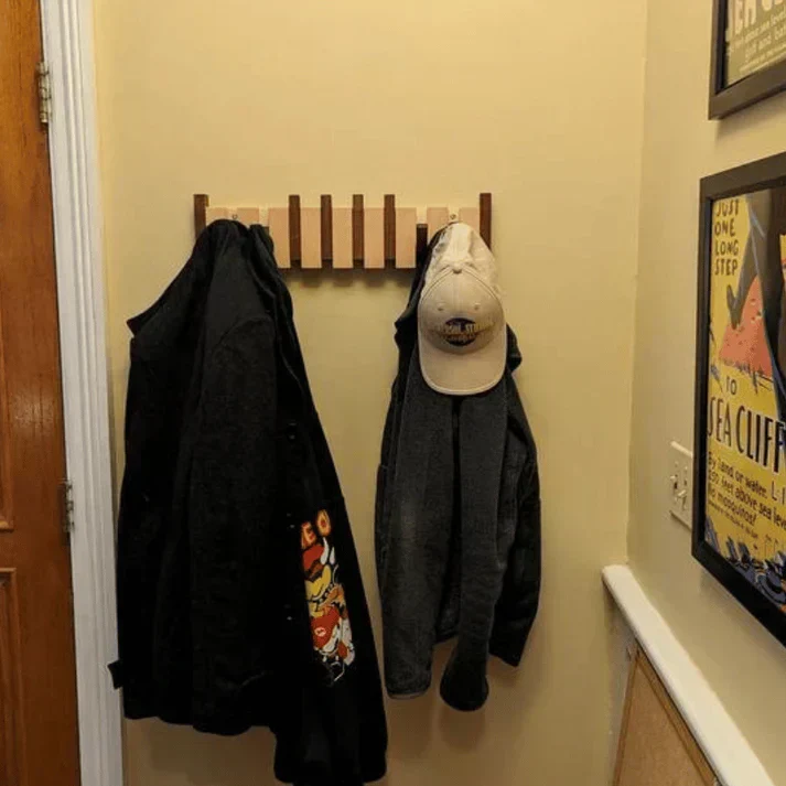 Wandkapstok Pianotoetsen Design Hout met Haken voor Gang Hal Kamer | Sansoti