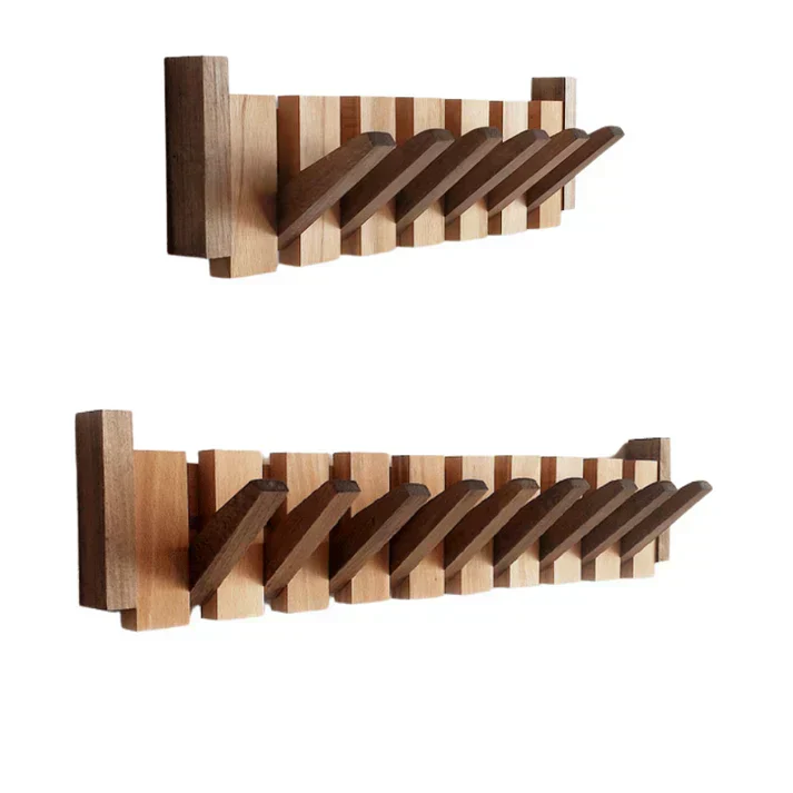 Wandkapstok Pianotoetsen Design Hout met Haken voor Gang Hal Kamer | Sansoti