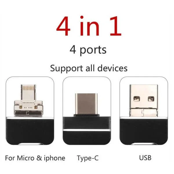 Multifunctionele USB-Stick 4-in-1 met Lightning Micro-USB Type-C Aansluiting Veilige Gegevensopslag Snelle Overdracht voor iPhone iPad Android PC MacBook | Sansoti