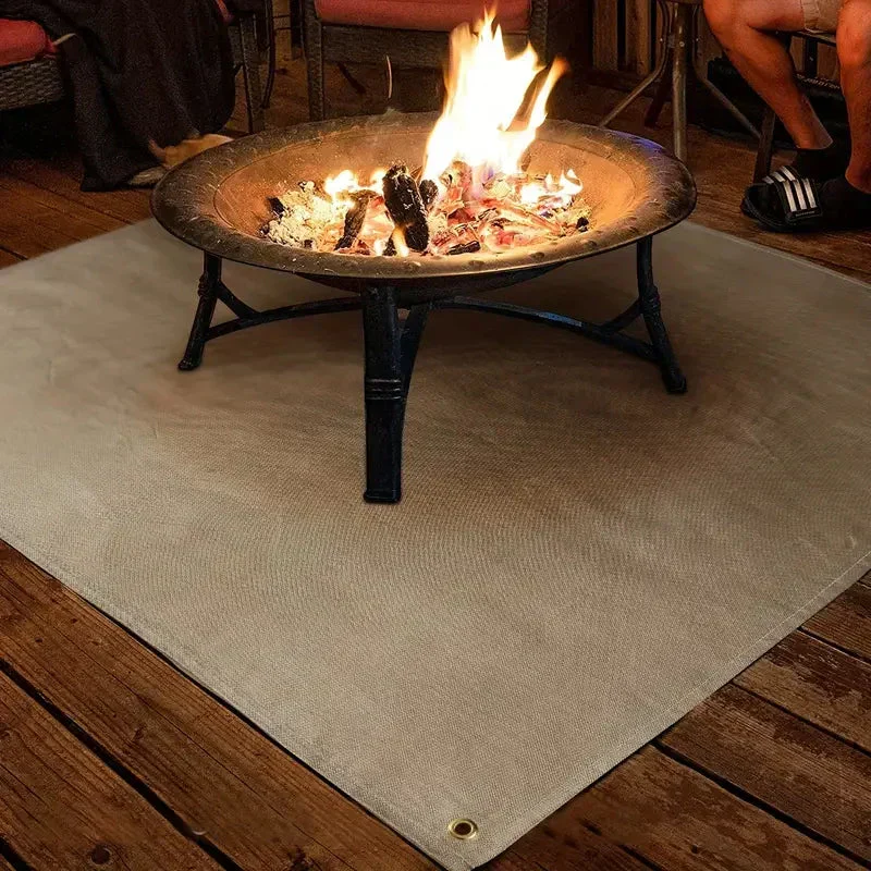 Vuurbestendige Onderlegger Hittebestendig Glasvezel 3-Laags BBQ Vuurschaal Terras Beschermmat Herbruikbaar Opvouwbaar Vuurplaatsmat Tuinhaard | Sansoti
