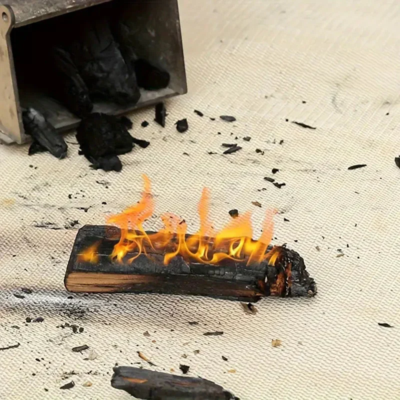Vuurbestendige Onderlegger Hittebestendig Glasvezel 3-Laags BBQ Vuurschaal Terras Beschermmat Herbruikbaar Opvouwbaar Vuurplaatsmat Tuinhaard | Sansoti