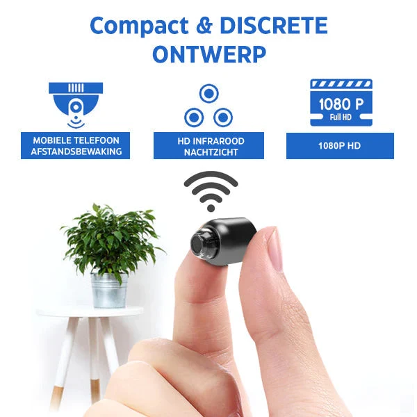 Compacte Beveiligingscamera Full HD 1080p WiFi Nachtzicht met Bewegingsdetectie voor Thuisbewaking en Kinderopvang | Sansoti