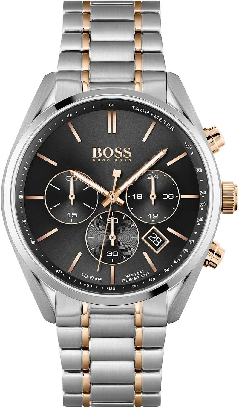 BOSS Volane 1513819 Herrenuhr • Sportlicher Chronograph • Markante Tachymeter-Lünette