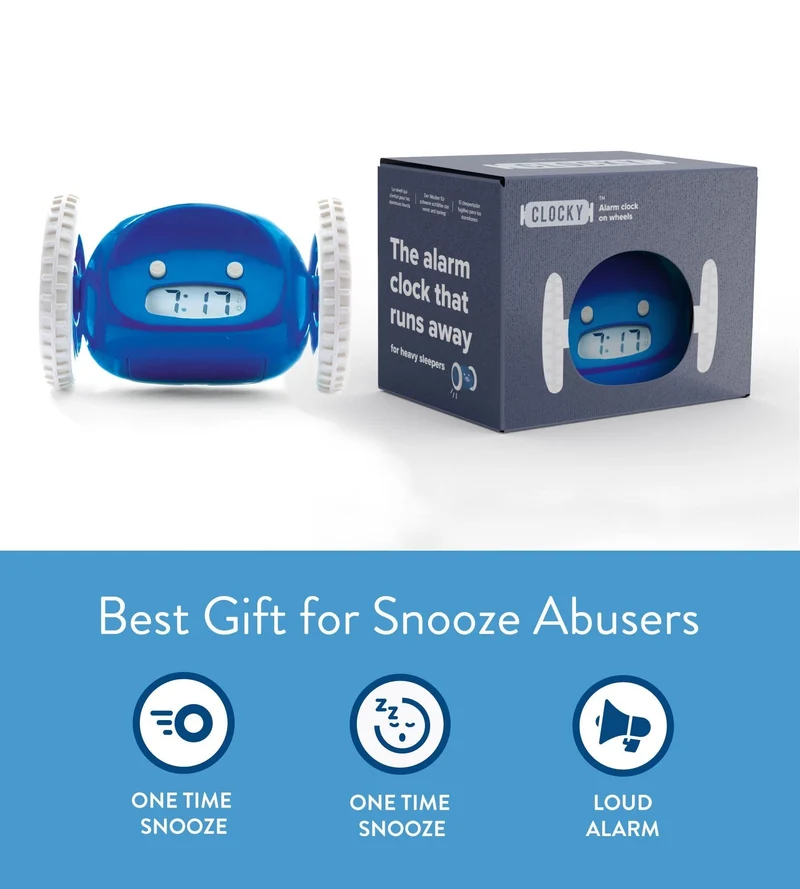 Clocky Navy - Alarm clock on wheels