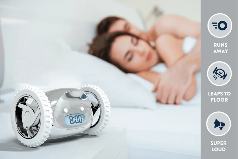 Clocky Chrome - Alarm clock on wheels