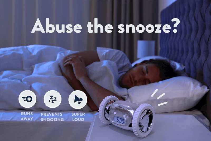 Clocky Chrome - Alarm clock on wheels