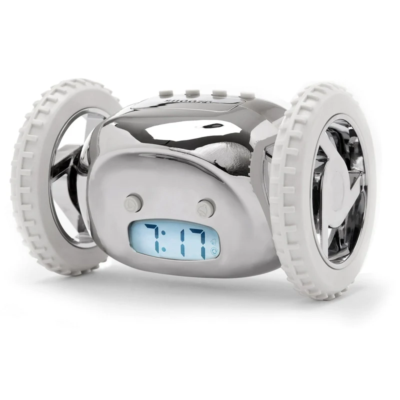 Clocky Chrome - Alarm clock on wheels