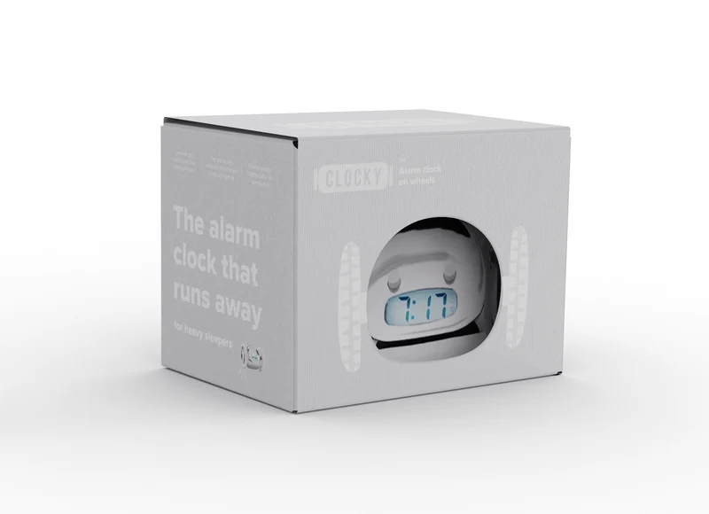Clocky Chrome - Alarm clock on wheels