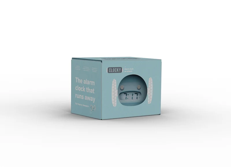 Clocky Blue - Alarm clock on wheels