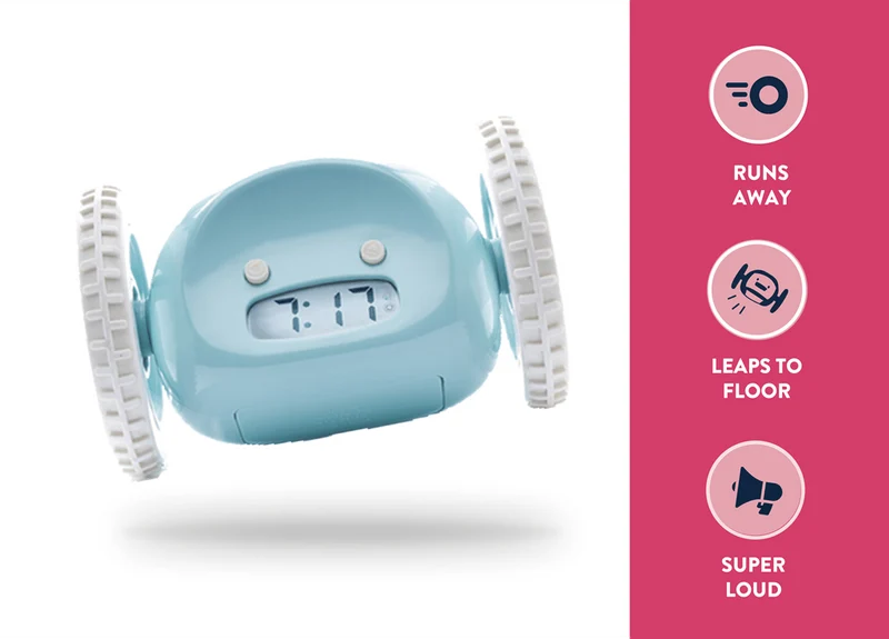 Clocky Blue - Alarm clock on wheels