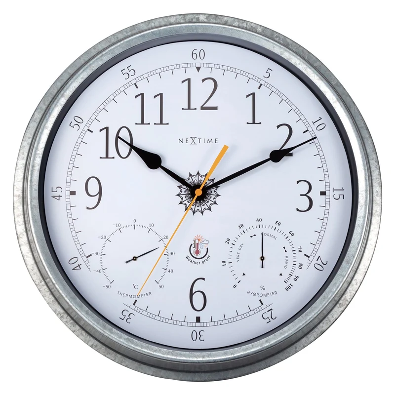 Weatherstation - Wall clock - Weatherproof - 40.5 cm - Metal - Galvanized Tulip