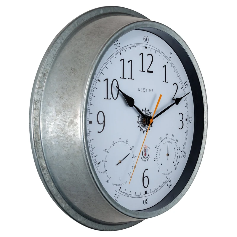 Weatherstation - Wall clock - Weatherproof - 40.5 cm - Metal - Galvanized Tulip