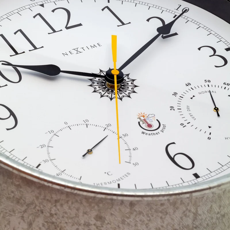 Weatherstation - Wall clock - Weatherproof - 40.5 cm - Metal - Galvanized Tulip