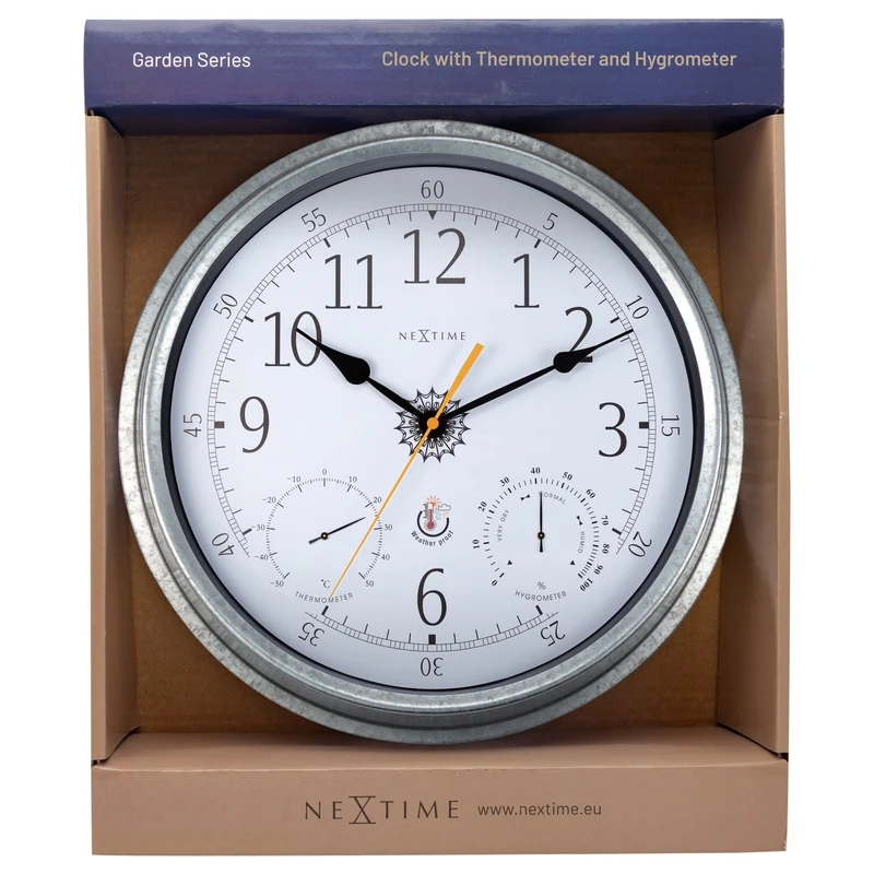 Weatherstation - Wall clock - Weatherproof - 40.5 cm - Metal - Galvanized Tulip